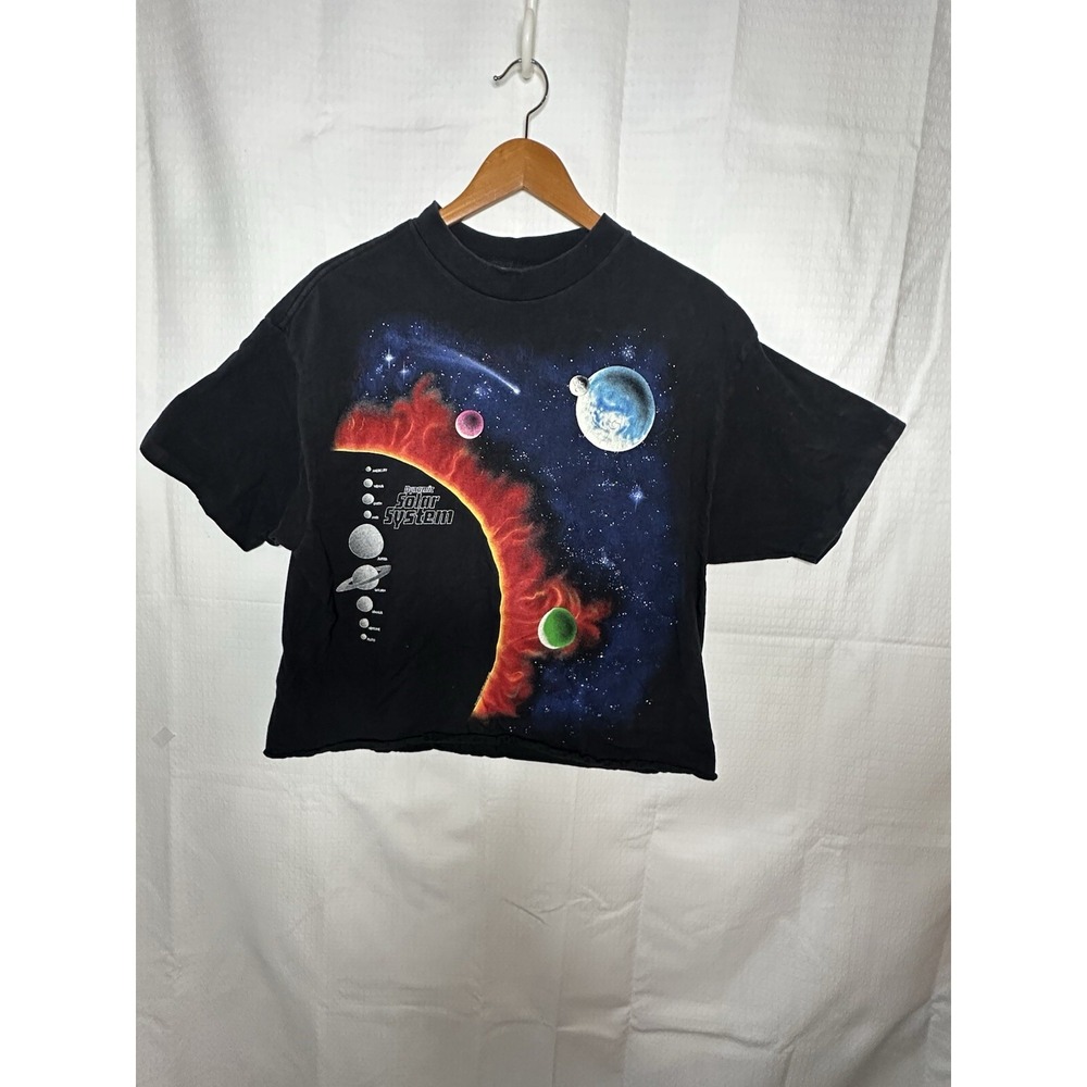 Vtg 1990 Solar System  Sz L USA Single Stich Peter Kull Harlequin- Crop